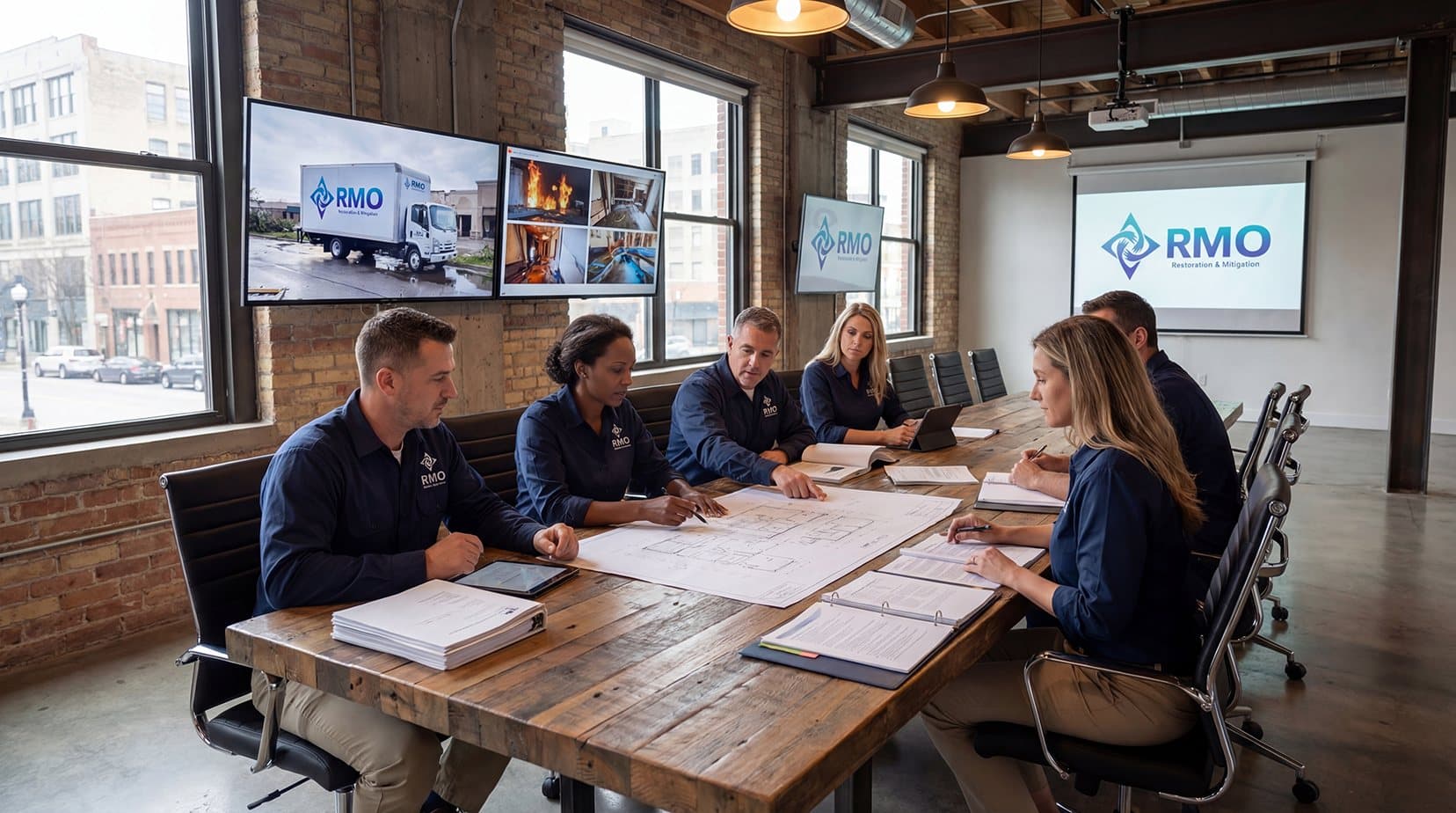 RMO project team planning a job around a conference table